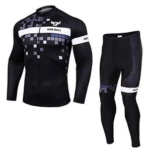 Women's Black & White Long Sleeve Cycling Jersey and Tights Set